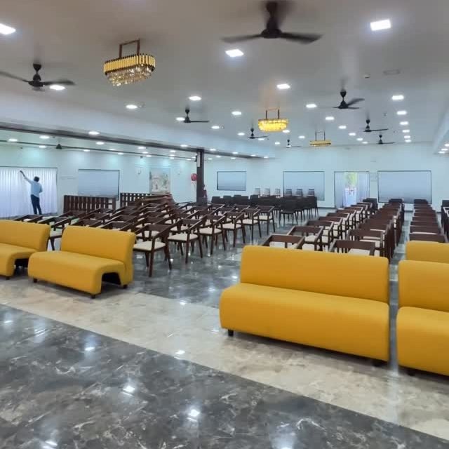 The hall at Meera Celebration set up for a conference
