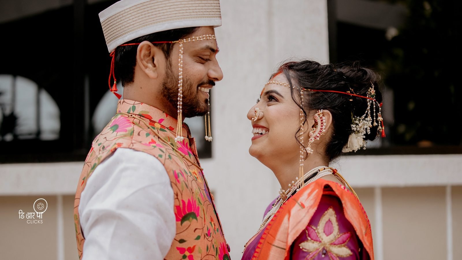 A couple photographed at Meera Celebration on their wedding day